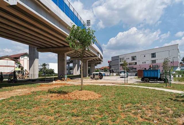 Landscaping under elevated highway